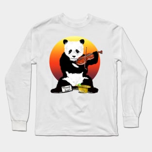 Panda Playing a Violin Long Sleeve T-Shirt